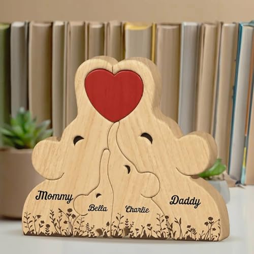 Drawelry Personalisiert Elefanten Statue Holzpuzzle mit 2–8 Namen Gravur Holz Tierskulptur Handwerk Elefant Puzzle Dekoration Geburtstag Weihnachte Geschenke für Familie Freunde Paare Papa Mama (A8) von Drawelry
