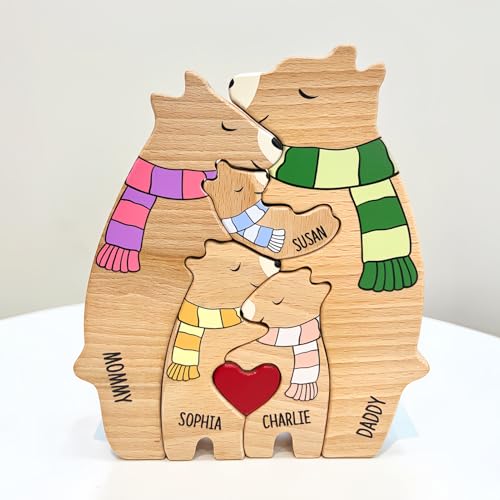 Drawelry Personalisierte Bär Statue Holzpuzzle mit 2-9 Namen Gravur Dekoration Holz Handwerk Bären Familien Skulptur Puzzle Deko Ornament Weihnachte Geburtstag Geschenk für Familie Freunde Paare (A3) Drawelry Personalisierte Bär Statue Holzpuzzle mit 2-9 Namen Gravur Dekoration Holz Handwerk Bären Familien Skulptur Puzzle Deko Ornament Weihnachte Geburtstag Geschenk für Familie Freunde Paare (A3) von Drawelry