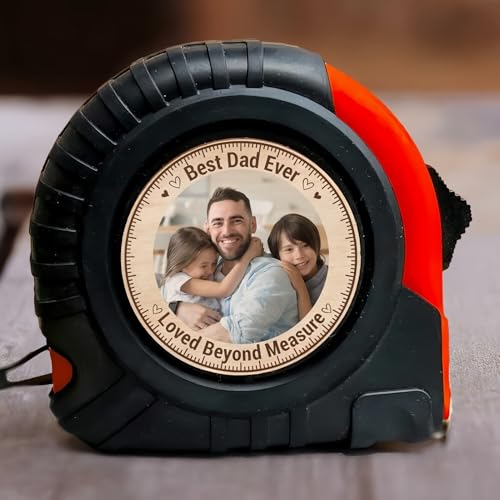 Drawelry Personalisierte Foto Maßband mit Bild Name Text Gravur Hängeschnalle Bandmaß 5-7,5 Meter DIY Einziehbar Länge Größe Maßen Werkzeuge Bandmaß Vatertag Geburtstag Geschenke für Papa Dad (B2) von Drawelry