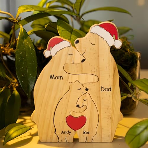 Drawelry Personalisierte Halloween Deko Statue Holz Familie Puzzle mit Name Schnitzerei Ornament Kürbis Skelett Geist Tier Figuren Kunsthandwerk Skulptur Dekoration Halloween Wohnkultur Geschenk (B1) von Drawelry