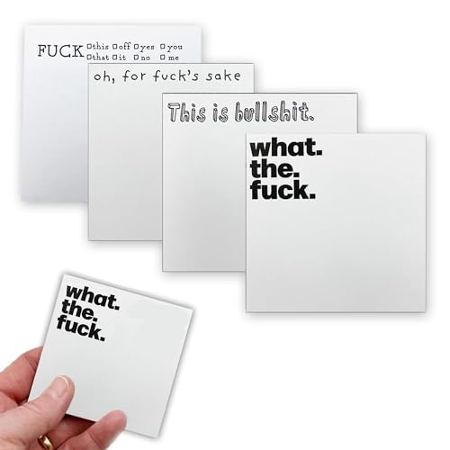 Kleine Haftnotizen, 4-teiliges Haftnotizen-Set, "What The Fuck", Bürobedarf, unhöfliche Notizen, Schreibtischzubehör, Weihnachtsgeschenke, lustige Geschenke für Freunde, Kollegen, Chef von Dreaku