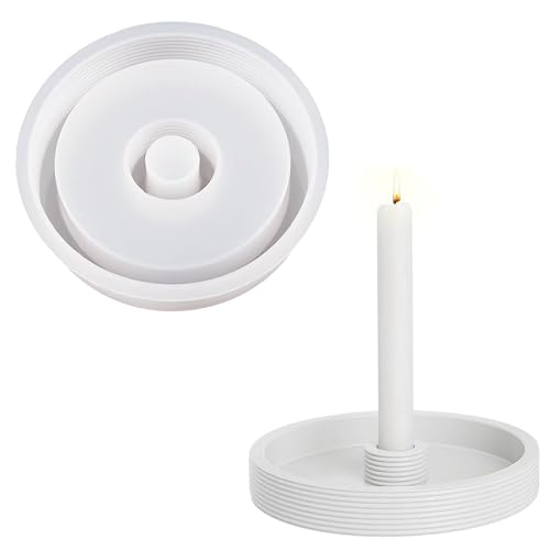Silikonform Kerzenhalter, Silikonformen Gießformen Kerzenhalter, 3D Round DIY Silikon Gießform Kerzenhalter Formen Epoxidharz für Weihnachten Home (A) von Dreaku