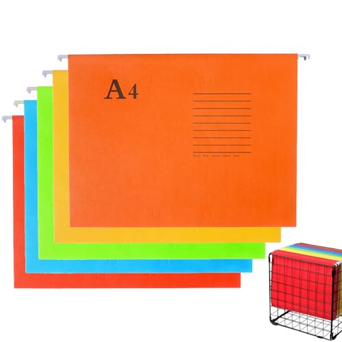 10Pcs A4 Hängemappen Aufhängungs Dateiordner, Aktenschrank, Hängemappen mit Tabs und Karteneinsätzen, für Schule, Zuhause, Arbeit, Büro, Organisation (5 Farben) von Dream HorseX