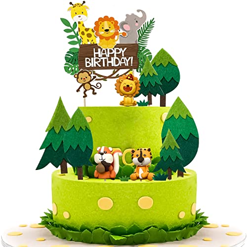 13 Stück Forest Animals Cake Decoration Toppers, Animal Theme Cake Decorations, Jungle Animals Cake Decorations, Jungle Geburtstag Dschungel Kuchen, Jungle Animal Cupcake Toppers von Dream HorseX