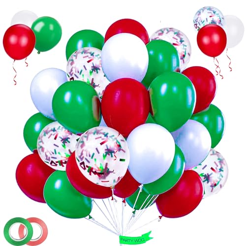70 Weihnachtsballons (12 Zoll) - Deko-Set in Rot & Grün - Für Weihnachtsfeiern, Partys & Festdekoration - Inkl. Luftballons in Weihnachtsdesign von Dream HorseX