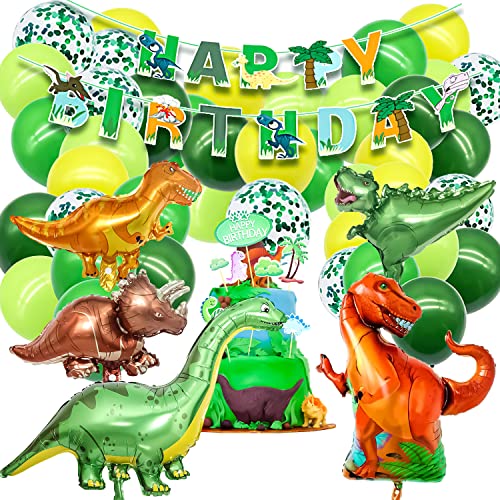 Dinosaurier Geburtstagsdeko Party Luftballons, Dinosaurier Kindergeburtstag Deko, Großer Folienballons Dinosaurier Konfetti, Kuchentopper, Dinosaurier Party Dekoration für Dschungel Party von Dream HorseX