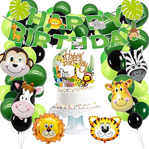 Dschungel Geburtstag Dekoration, Waldtiere Party Dekoration Set, Safari Birthday Decoration, Tier Folienballon Reusable, Dschungel Tiere Geburtstag Deko, Jungle Balloons Forest Animal for Boy Birthday von Dream HorseX