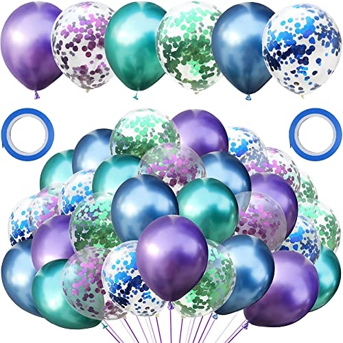 Meerjungfrau Ballon Kit, 30 Stück metallisch Blau Lila Grün und Konfetti Luftballons Set, Perfekt für Mädchen Kinder Geburtstagsfeier Party und Kinder Dusche Party, Festival Hintergrund Dekoration von Dream HorseX