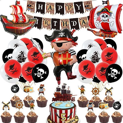 Piratenschiff Geburtstag Deko, Piratenschiff Luftballons Set, Piraten Deko Kindergeburtstag, Piraten Folienballon, Piratenschiff Ballon für Kinder Piraten Themenorientierte Geburtstags Versorgungen von Dream HorseX