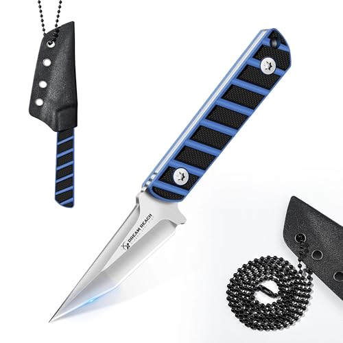 Dream Reach Neck knife Scharf - Kleines EDC Messer mit G10 Griff, Full Tang Mini Outdoor Messer feststehend mit Kydex Scheide und Kugel Halskette von Dream Reach