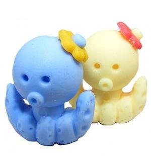 Traum Zwei Mini-Krake Paar (blau und gelb) Japanischer Radiergummis von Dreamgirl