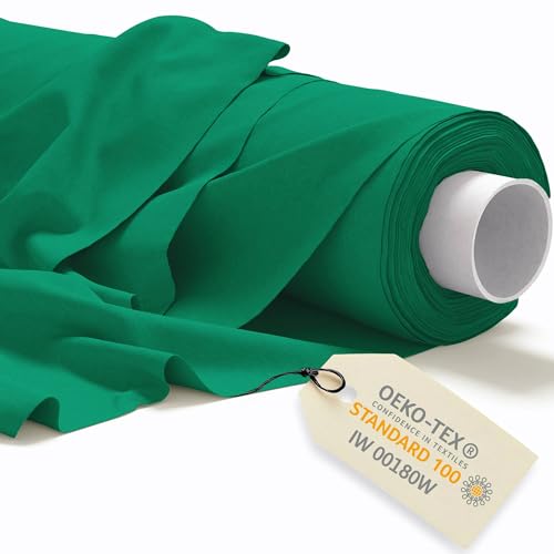 DreamRoots Baumwollstoff Meterware 160cm breit 145 g/m² - Stoffe zum Nähen Meterware - Polsterstoff - Leinwand, Segeltuch Stoff - Gardinenstoff - Molton, Grün von DreamRoots