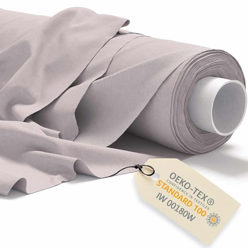 DreamRoots Baumwollstoff Meterware 160cm breit 145 g/m² - Stoffe zum Nähen Meterware - Polsterstoff - Leinwand, Segeltuch Stoff - Gardinenstoff - Molton, Hellgrau von DreamRoots