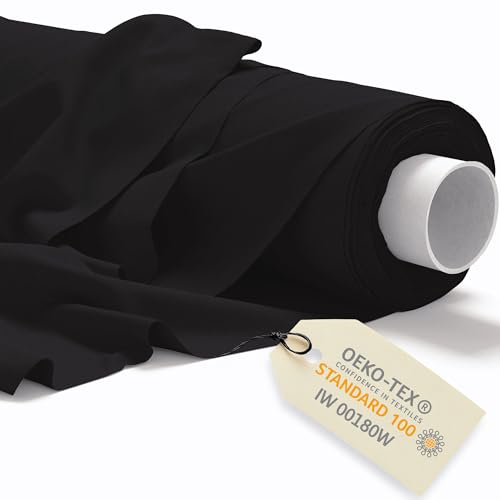 DreamRoots Baumwollstoff Meterware 160cm breit 145 g/m² - Stoffe zum Nähen Meterware - Polsterstoff - Leinwand, Segeltuch Stoff - Gardinenstoff - Molton, Schwarz von DreamRoots