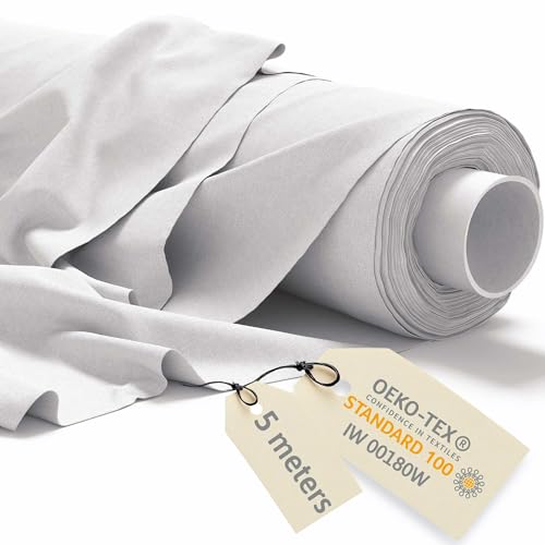 DreamRoots Baumwollstoff Meterware 5Mx160cm 145 g/m² - Stoffe zum Nähen Meterware - Polsterstoff - Leinwand, Segeltuch Stoff - Gardinenstoff - Molton, Weiß DreamRoots Baumwollstoff Meterware 5Mx160cm 145 g/m² - Stoffe zum Nähen Meterware - Polsterstoff - Leinwand, Segeltuch Stoff - Gardinenstoff - Molton, Weiß von DreamRoots
