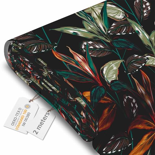 DreamRoots Segeltuch Wasserdicht - Polsterstoff Meterware 160 cm breit - Wasserabweisender Stoff 220 g/m2 600D - Markisenstoff Wasserdicht Meterware Black Tropical Forest 2M DreamRoots Segeltuch Wasserdicht - Polsterstoff Meterware 160 cm breit - Wasserabweisender Stoff 220 g/m2 600D - Markisenstoff Wasserdicht Meterware Black Tropical Forest 2M von DreamRoots
