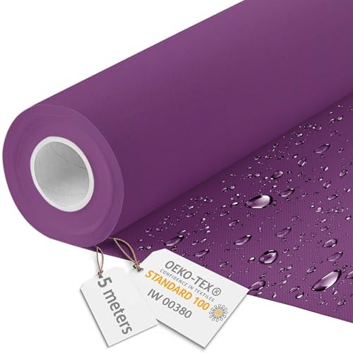 DreamRoots Segeltuch Wasserdicht - Polsterstoff Meterware 160 cm breit - Wasserabweisender Stoff 220 g/m2 600D - Markisenstoff Wasserdicht Meterware Lila 5M von DreamRoots