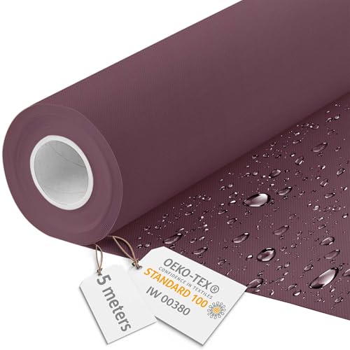 DreamRoots Segeltuch Wasserdicht - Polsterstoff Meterware 160 cm breit - Wasserabweisender Stoff 220 g/m2 600D - Markisenstoff Wasserdicht Meterware Pflaume 5M von DreamRoots