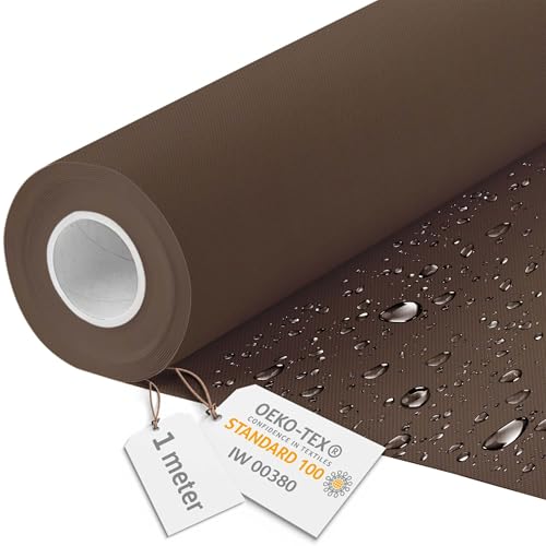 DreamRoots Segeltuch Wasserdicht - Polsterstoff Meterware 160 cm breit - Wasserabweisender Stoff 220 g/m2 600D - Markisenstoff Wasserdicht Meterware Braun 1M von DreamRoots