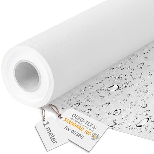 DreamRoots Segeltuch Wasserdicht - Polsterstoff Meterware 160 cm breit - Wasserabweisender Stoff 220 g/m2 600D - Markisenstoff Wasserdicht Meterware Weiß 1M von DreamRoots