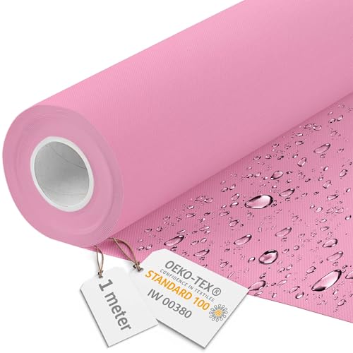 DreamRoots Segeltuch Wasserdicht - Polsterstoff Meterware 160 cm breit - Wasserabweisender Stoff 220 g/m2 600D - Markisenstoff Wasserdicht Meterware Rosa 1M von DreamRoots