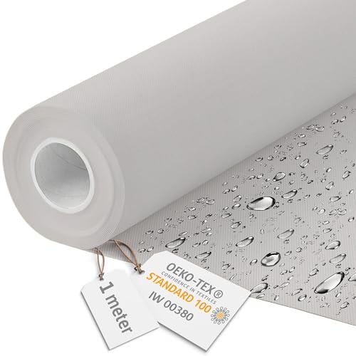 DreamRoots Segeltuch Wasserdicht - Polsterstoff Meterware 160 cm breit - Wasserabweisender Stoff 220 g/m2 600D - Markisenstoff Wasserdicht Meterware Blassgrau 1M von DreamRoots