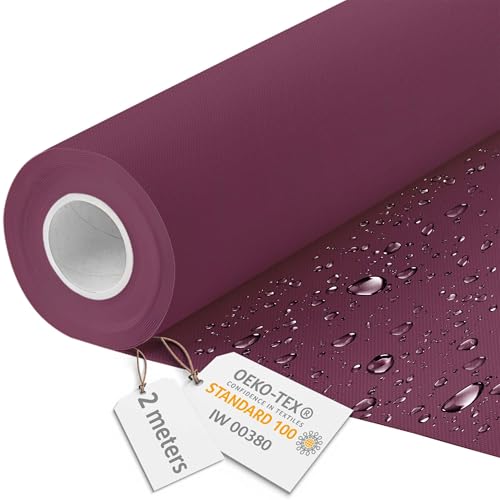 DreamRoots Segeltuch Wasserdicht - Polsterstoff Meterware 160 cm breit - Wasserabweisender Stoff 220 g/m2 600D - Markisenstoff Wasserdicht Meterware Burgund 2M von DreamRoots