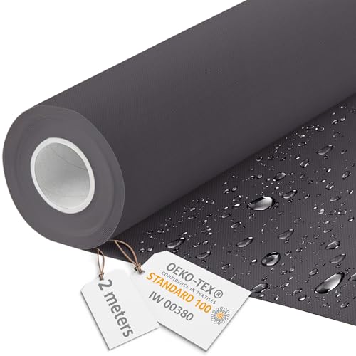 DreamRoots Segeltuch Wasserdicht - Polsterstoff Meterware 160 cm breit - Wasserabweisender Stoff 220 g/m2 600D - Markisenstoff Wasserdicht Meterware Holzkohle 2M von DreamRoots