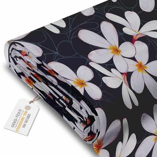 DreamRoots Segeltuch Wasserdicht - Polsterstoff Meterware 160 cm breit - Wasserabweisender Stoff 220 g/m2 600D - Markisenstoff Wasserdicht Meterware Hand Draw Floral Laufmeter von DreamRoots