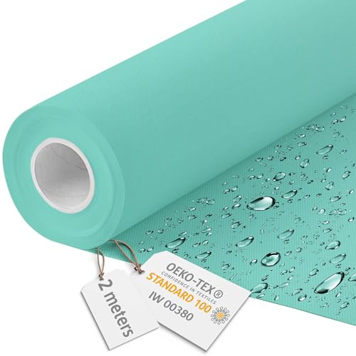 DreamRoots Segeltuch Wasserdicht - Polsterstoff Meterware 160 cm breit - Wasserabweisender Stoff 220 g/m2 600D - Markisenstoff Wasserdicht Meterware Lazur 2M von DreamRoots