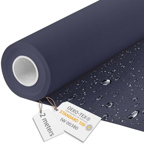 DreamRoots Segeltuch Wasserdicht - Polsterstoff Meterware 160 cm breit - Wasserabweisender Stoff 220 g/m2 600D - Markisenstoff Wasserdicht Meterware Marineblau 2M von DreamRoots