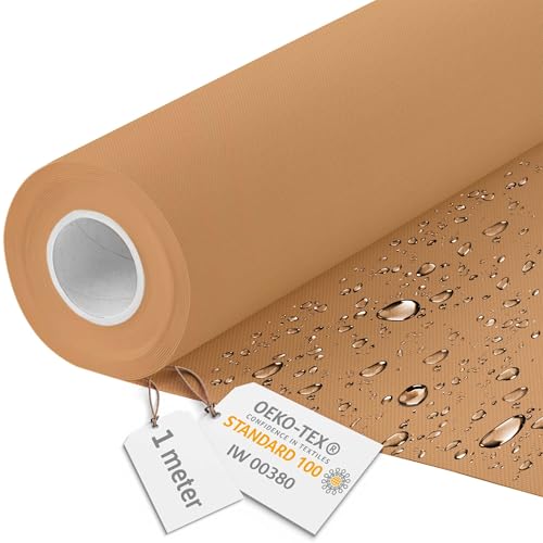 DreamRoots Segeltuch Wasserdicht - Polsterstoff Meterware 160 cm breit - Wasserabweisender Stoff 220 g/m2 600D - Markisenstoff Wasserdicht Meterware Beige 1M von DreamRoots