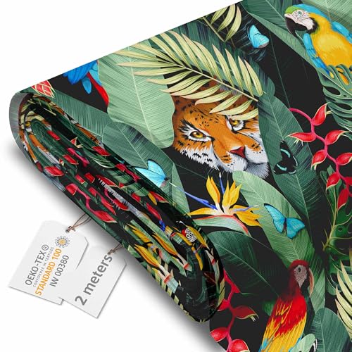 DreamRoots Segeltuch Wasserdicht - Polsterstoff Meterware 160 cm breit - Wasserabweisender Stoff 220 g/m2 600D - Markisenstoff Wasserdicht Meterware Jaguar and Palm Leaves 2M DreamRoots Segeltuch Wasserdicht - Polsterstoff Meterware 160 cm breit - Wasserabweisender Stoff 220 g/m2 600D - Markisenstoff Wasserdicht Meterware Jaguar and Palm Leaves 2M von DreamRoots