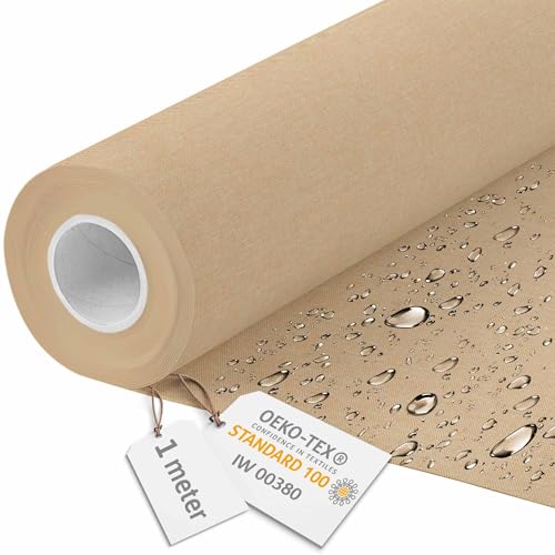 DreamRoots Segeltuch Wasserdicht - Polsterstoff Meterware Flachsimitation 160 cm breit - Wasserabweisender Stoff 220 g/m2 600D - Markisenstoff Wasserdicht Meterware Desert sand 1M von DreamRoots