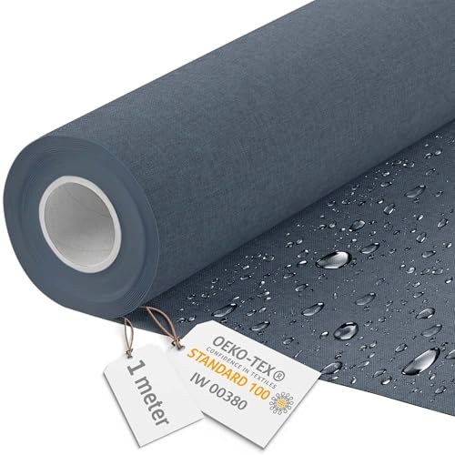 DreamRoots Segeltuch Wasserdicht - Polsterstoff Meterware Flachsimitation 160 cm breit - Wasserabweisender Stoff 220 g/m2 600D - Markisenstoff Wasserdicht Meterware Ocean Isle 1M von DreamRoots