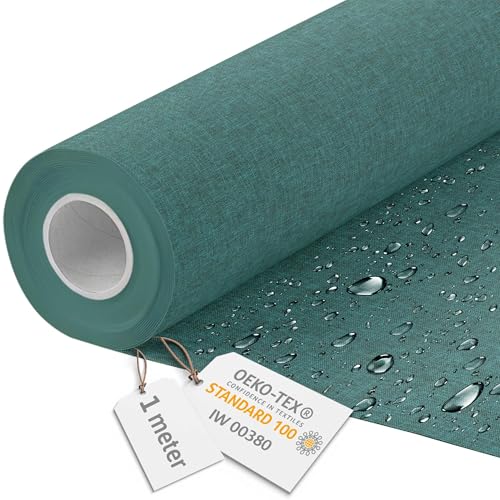 DreamRoots Segeltuch Wasserdicht - Polsterstoff Meterware Flachsimitation 160 cm breit - Wasserabweisender Stoff 220 g/m2 600D - Markisenstoff Wasserdicht Meterware Sea Abyss 1M von DreamRoots