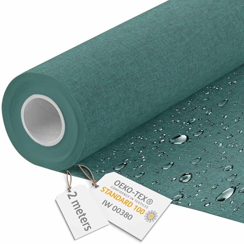 DreamRoots Segeltuch Wasserdicht - Polsterstoff Meterware Flachsimitation 160 cm breit - Wasserabweisender Stoff 220 g/m2 600D - Markisenstoff Wasserdicht Meterware Sea Abyss 2M von DreamRoots