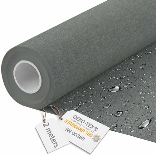 DreamRoots Segeltuch Wasserdicht - Polsterstoff Meterware Flachsimitation 160 cm breit - Wasserabweisender Stoff 220 g/m2 600D - Markisenstoff Wasserdicht Meterware Star Dust 2M von DreamRoots