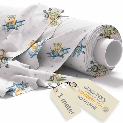 DreamRoots Stoff Kindermotive - Baumwollstoff Meterware Kinder - Stoffe zum Nähen Meterware - Polsterstoff - Leinwand Stoff 160cm x 1M von DreamRoots