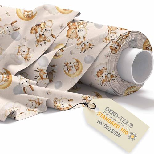 DreamRoots Stoff Kindermotive - Baumwollstoff Meterware Kinder - Stoffe zum Nähen Meterware - Polsterstoff - Leinwand Stoff 160cm x 1M von DreamRoots