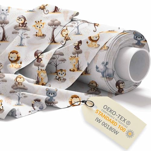 DreamRoots Stoff Kindermotive - Baumwollstoff Meterware Kinder - Stoffe zum Nähen Meterware - Polsterstoff - Leinwand Stoff 160cm x 1M von DreamRoots