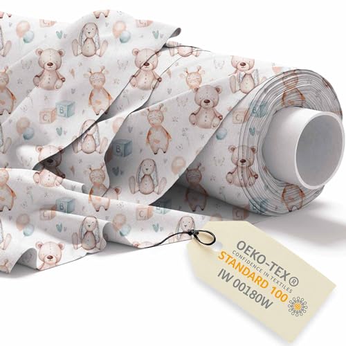DreamRoots Stoff Kindermotive - Baumwollstoff Meterware Kinder - Stoffe zum Nähen Meterware - Polsterstoff - Leinwand Stoff 160cm x 1M von DreamRoots