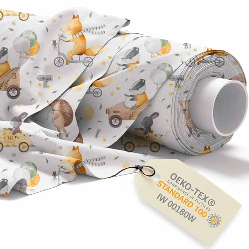 DreamRoots Stoff Kindermotive - Baumwollstoff Meterware Kinder - Stoffe zum Nähen Meterware - Polsterstoff - Leinwand Stoff 160cm x 1M von DreamRoots