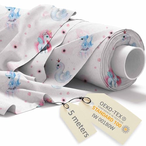 DreamRoots Stoff Kindermotive - Baumwollstoff Meterware Kinder - Stoffe zum Nähen Meterware - Polsterstoff - Leinwand Stoff 160cm x 5M von DreamRoots