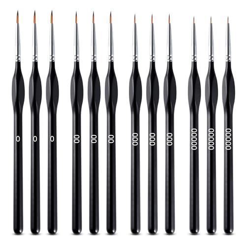 12 Stück Feine Detail Pinsel Set, Malen Nach Zahlen Pinsel für Acryl, Aquarell & Öl, Künstlerpinsel für Miniaturen & Modellbau, Dünne Nylonpinsel mit Feiner Spitze, Malen nach Zahlen Zubehör 12 Stück Feine Detail Pinsel Set, Malen Nach Zahlen Pinsel für Acryl, Aquarell & Öl, Künstlerpinsel für Miniaturen & Modellbau, Dünne Nylonpinsel mit Feiner Spitze, Malen nach Zahlen Zubehör von Dreamark