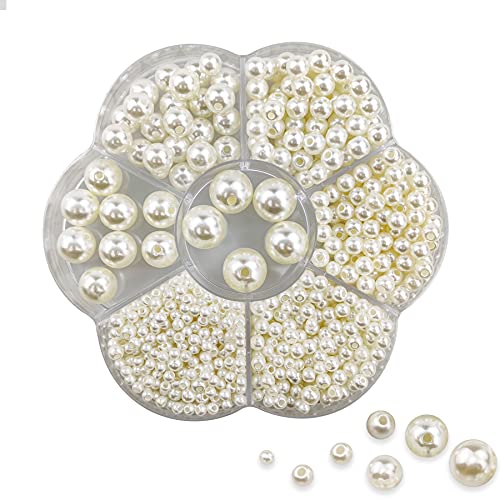 Dreamark 1150 Stück Creme Perlen Set, 3/4/5/6/8/10/12mm Weiße Runde Perlen zum Auffädeln Perlen Ketten Selber Machen Set Perlen für Armbänder, Ohrringe, Halskette, Schmuck und Kleidung Dekorieren Dreamark 1150 Stück Creme Perlen Set, 3/4/5/6/8/10/12mm Weiße Runde Perlen zum Auffädeln Perlen Ketten Selber Machen Set Perlen für Armbänder, Ohrringe, Halskette, Schmuck und Kleidung Dekorieren von Dreamark
