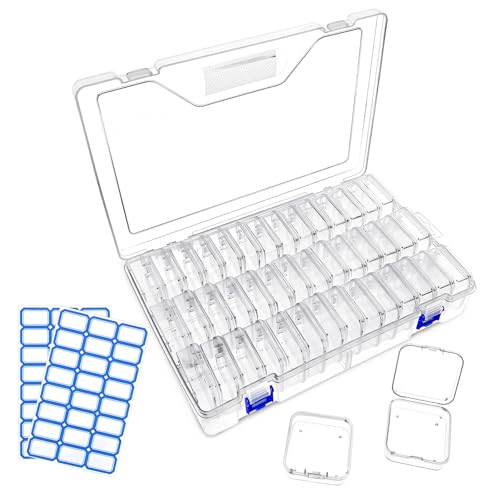 44 Stück Kleine Aufbewahrungsbox, Sortierboxen für Kleinteile Mit Deckel (5.5x5.5x2cm), Transparente Plastikboxen für Perlen, Bügelperlen, Schmuck, Schrauben & Bastelzubehör von Dreamark