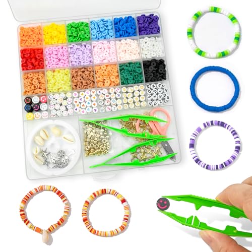 Dreamark 5200 Stück Perlen für DIY-Armbänder. Schmuck-Set mit Buchstaben, Gesichtern, Anhängern. 24 Farben à 6 mm aus Ton Halsketten für Kinder und Erwachsene Dreamark 5200 Stück Perlen für DIY-Armbänder. Schmuck-Set mit Buchstaben, Gesichtern, Anhängern. 24 Farben à 6 mm aus Ton Halsketten für Kinder und Erwachsene von Dreamark