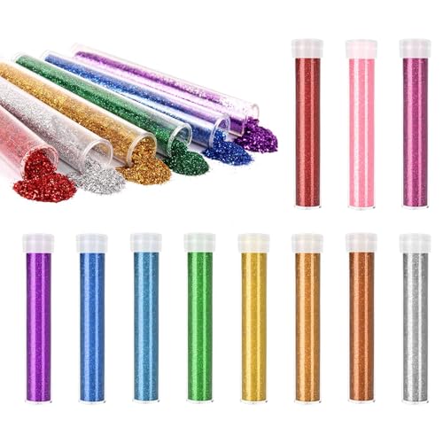 Dreamil Glitzer Set 11 Stück Kinder Glitzerpulver Glitzerstreuer Feiner Glitter Gel Bastelglitzer Körpernagelglitzer für Handwerk Tumble Nail Party Make-Up Gesicht Festival Dekoration von Dreamil