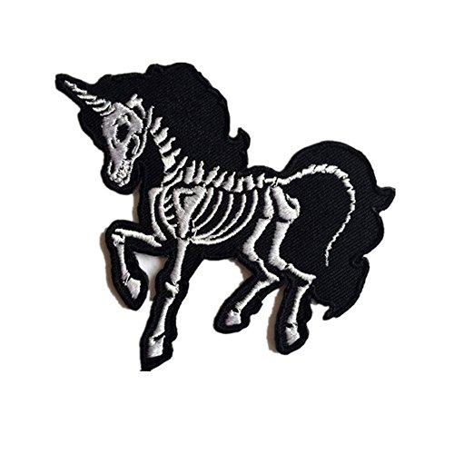 Dreamshome Stickerei Einhorn Pferd Totenkopf Nähen Eisen auf Patch Abzeichen für Jacken Taschen Hat Jeans Stoff Aufnäher von Dreamshome